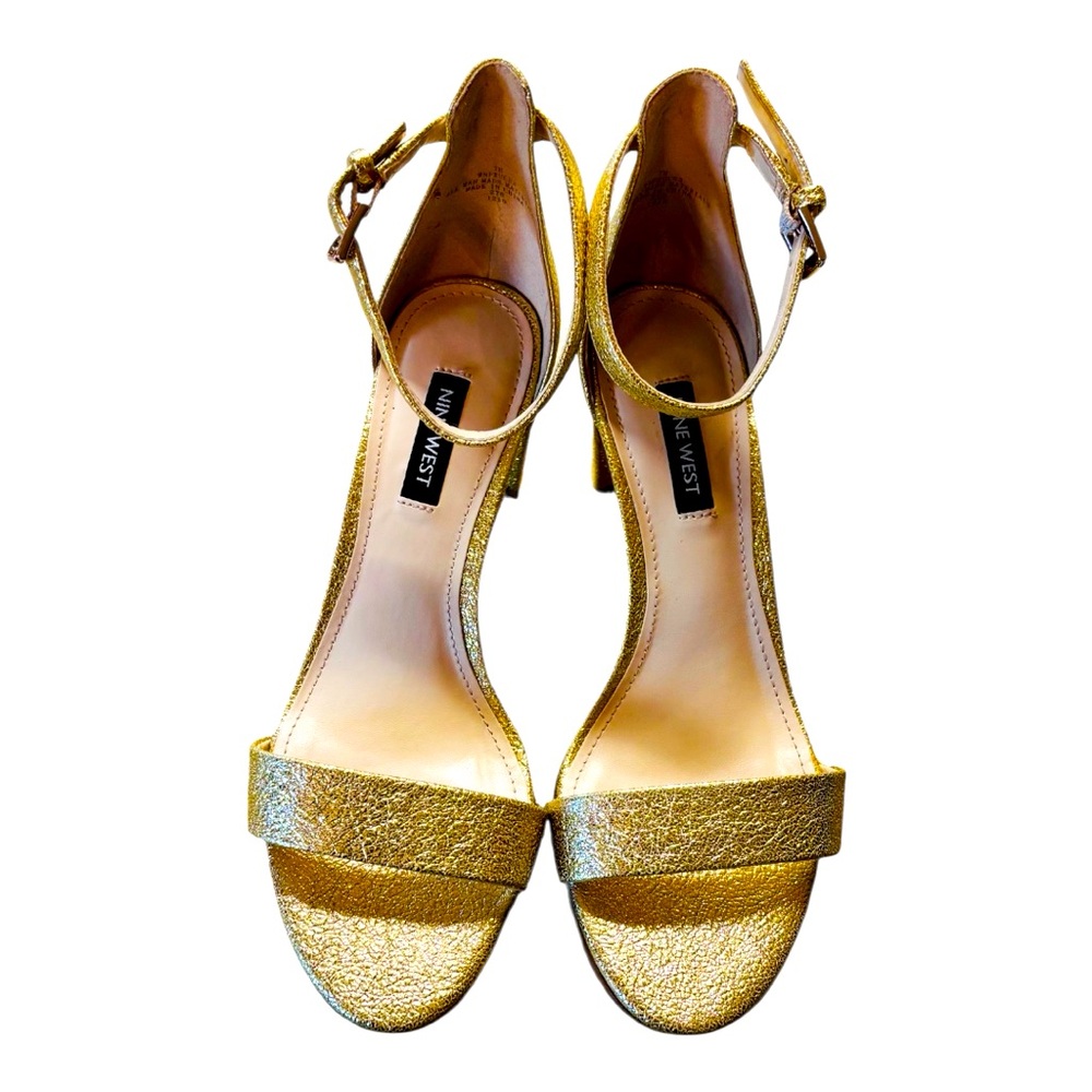 Nine West Pruce Sandal sparkling glitter shoes high block heels